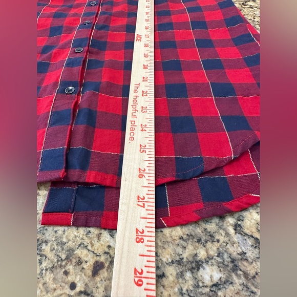 Splendid Women’s Red/Blue Long Sleeve Plaid w/Split Tail & Gold Triming - Size M - Picture 11 of 11